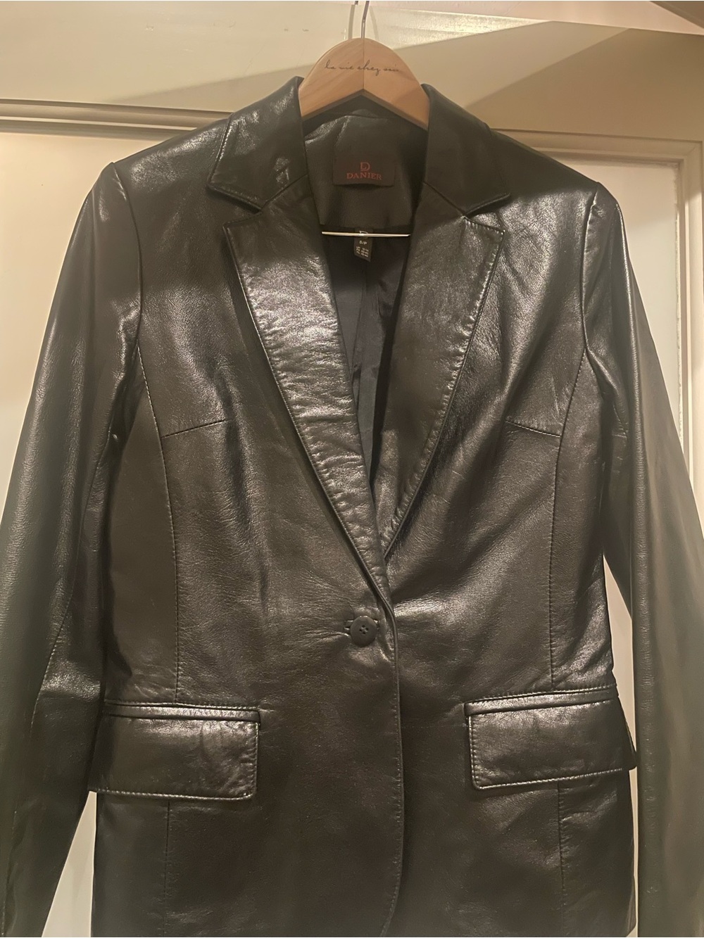 Danier Black Leather Single-Button Blazer